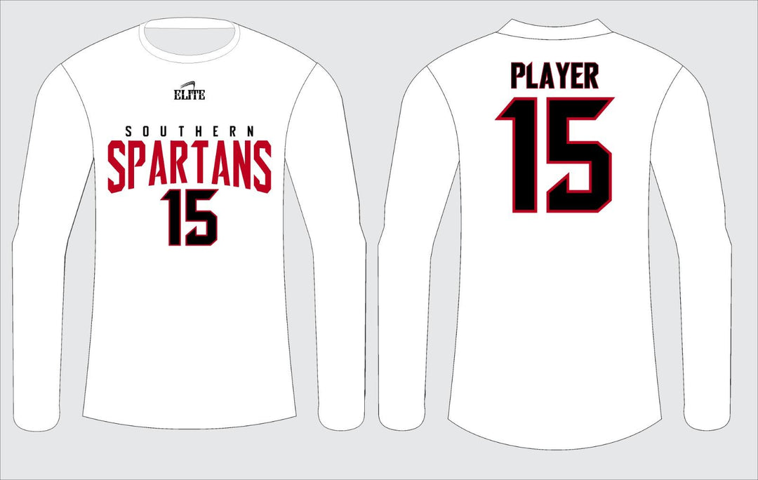 Southern Spartans Fan Name&Number LS Shirt- White - Red