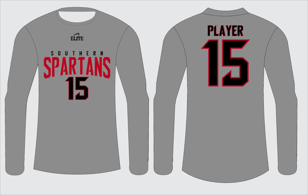 Southern Spartans Fan Name&Number LS Shirt - Grey - Red