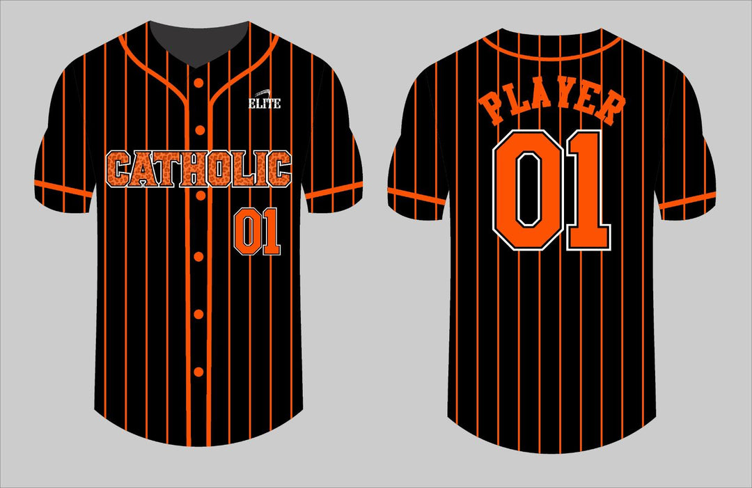 Catholic Fan Baseball Jersey - Black & Orange