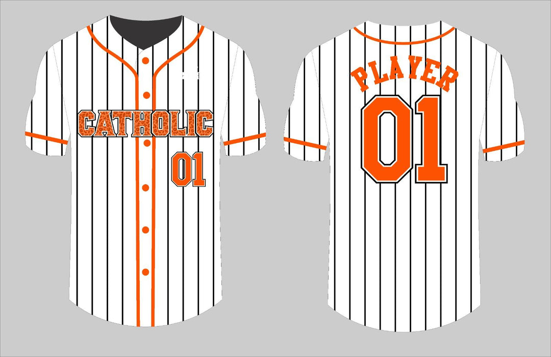 Catholic Fan Baseball Jersey - White (Orange Logo)