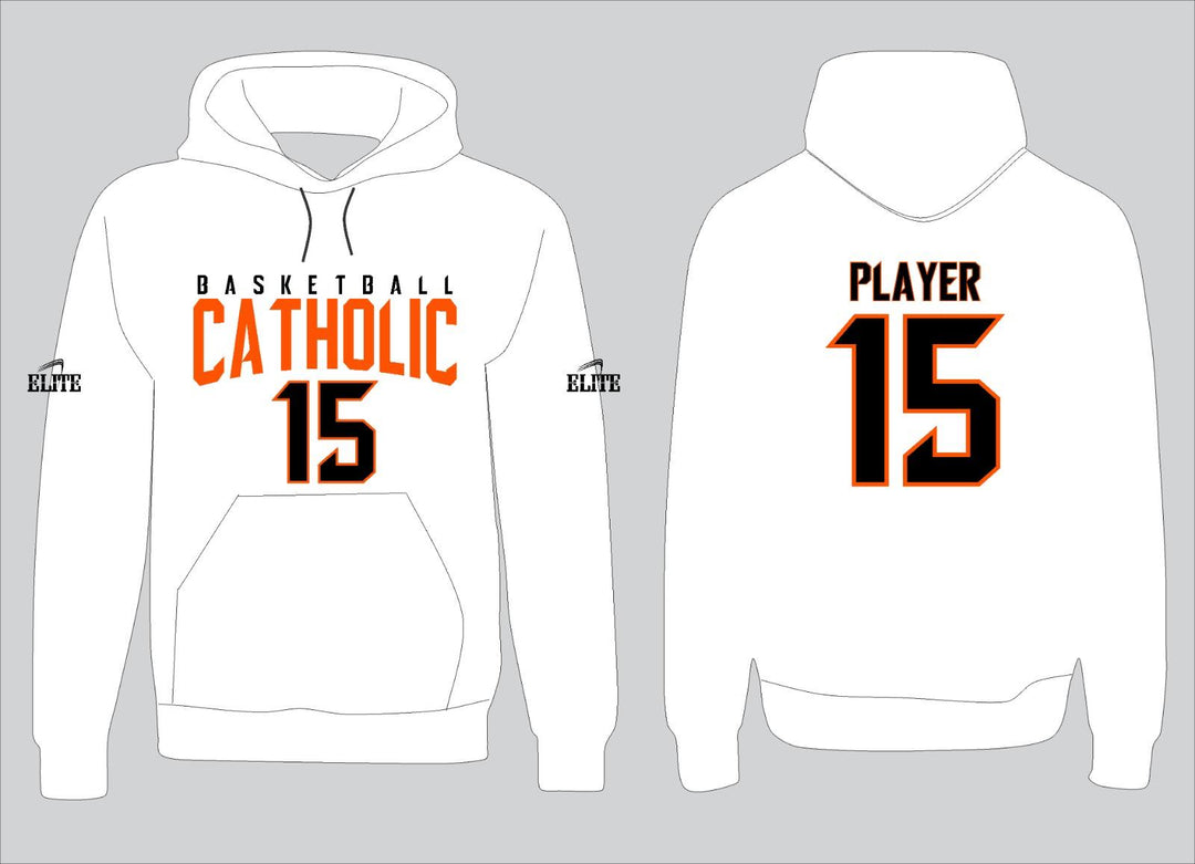 Catholic Fan Hoodie - White (Orange Logo)