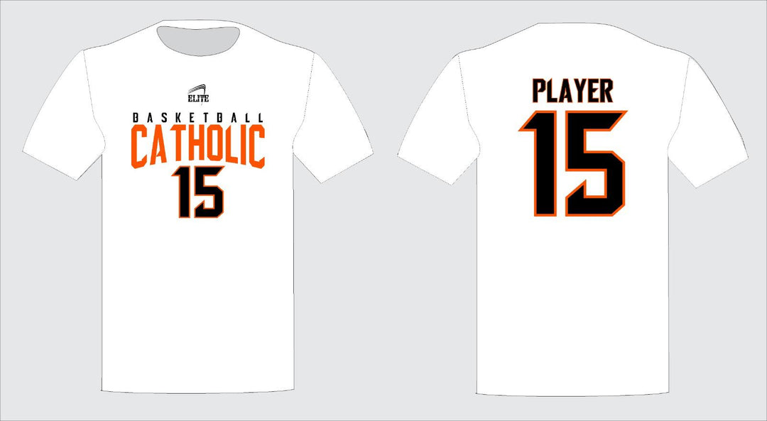 Catholic Fan Short Sleeve Shirt - White (Orange Logo)