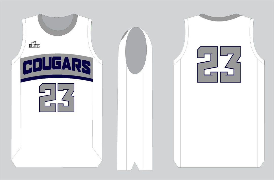 Cougars Basketball Jersey - White (Navy Blue Logo)