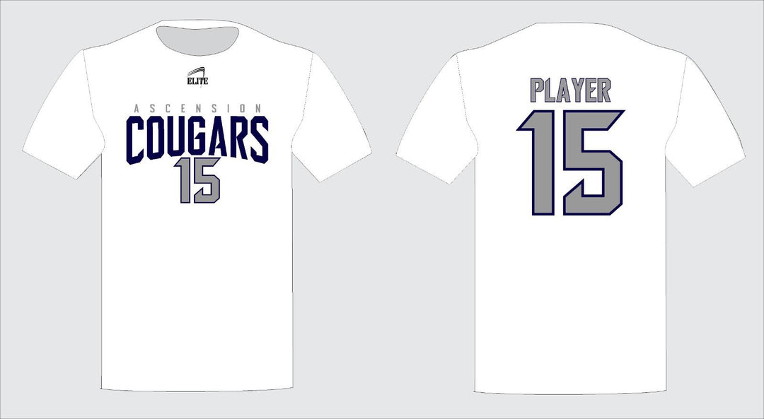 Cougars Short Sleeve Shirt - White (Navy Blue Logo)