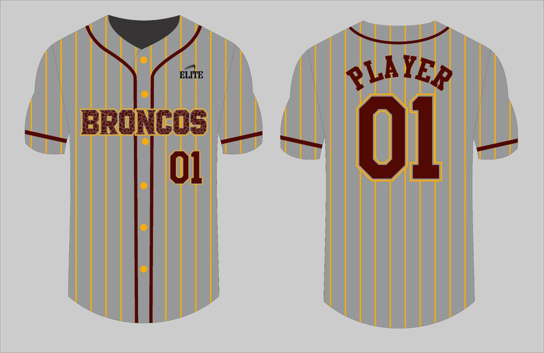 Simpson Broncos Baseball Jersey - Grey