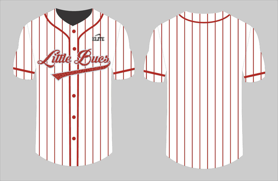 Little Bucks Staff Baseball Jersey - White (Red Logo)