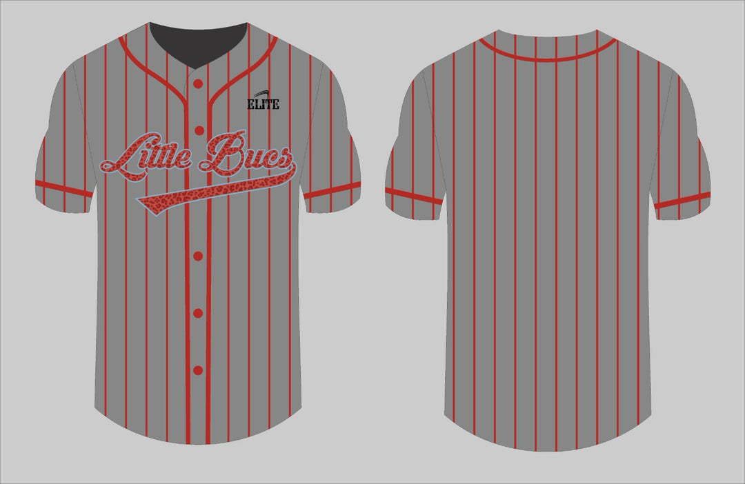 Little Bucks Staff Baseball Jersey - Grey (Red Logo)