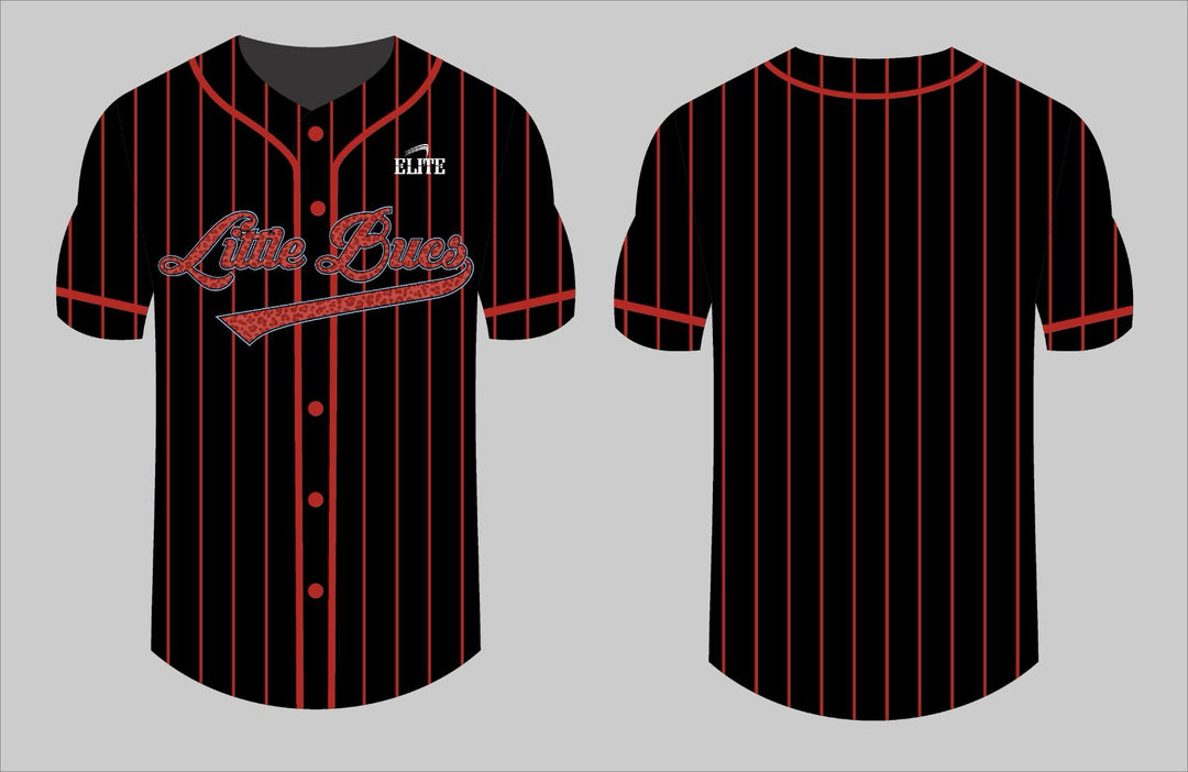 Little Bucks Staff Baseball Jersey - Black (Red Logo)