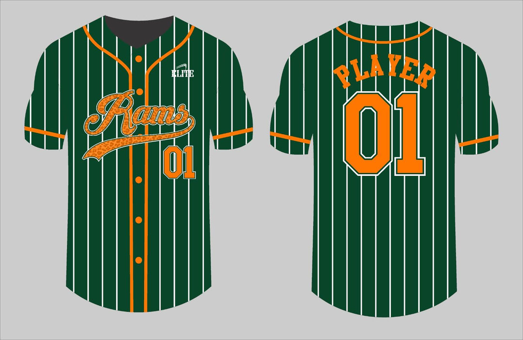 Carver Rams Baseball Jersey - Green (Orange Logo)