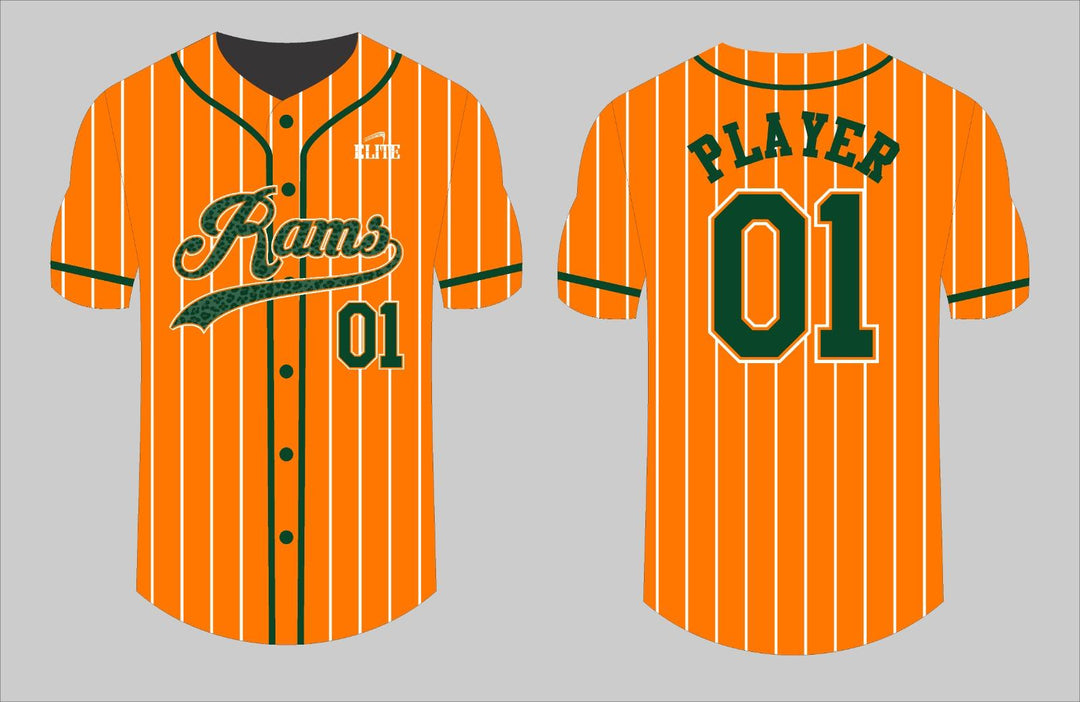 Carver Rams Baseball Jersey - Orange (Green Logo)