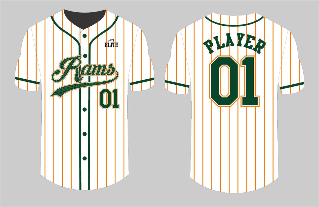 Carver Rams Baseball Jersey - White (Green Logo)