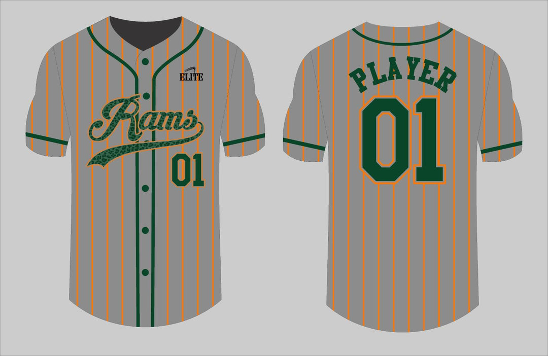Carver Rams Baseball Jersey - Grey (Green Logo)