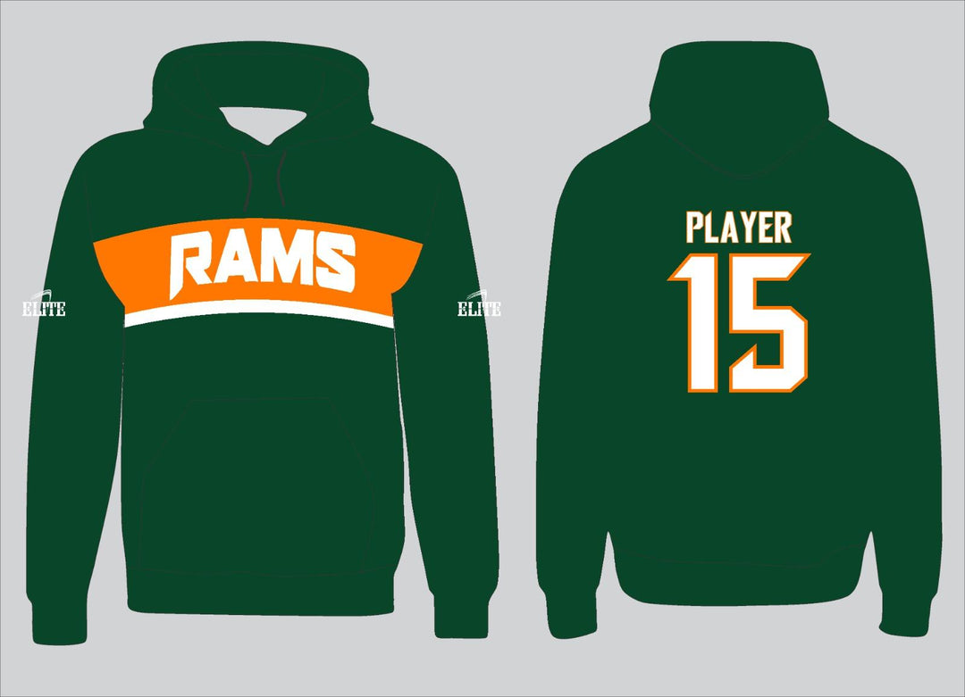 Carver Rams Hoodie - Green (White Logo)