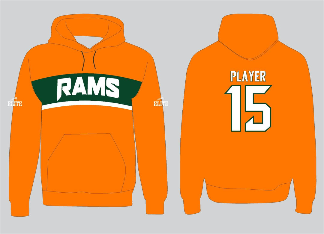 Carver Rams Hoodie - Orange (White Logo)