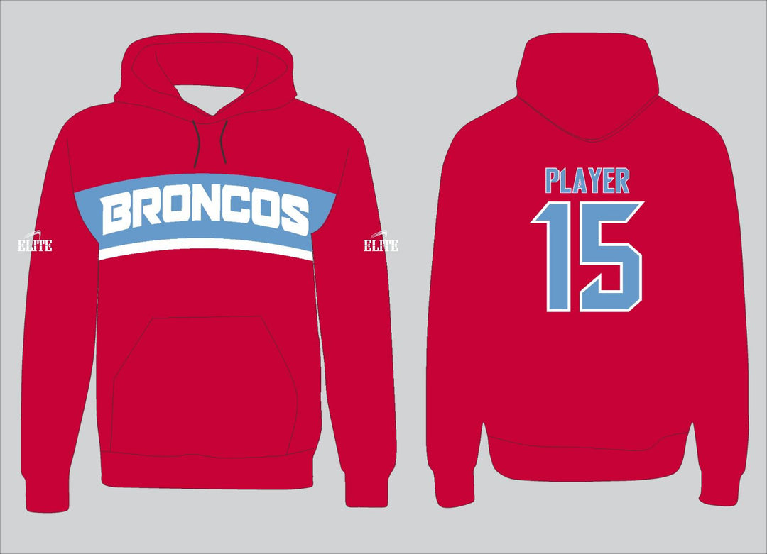 Zachary Broncos Hoodie - Red (White Logo)