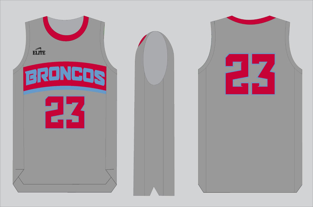 Zachary Broncos Basketball Jersey - Grey