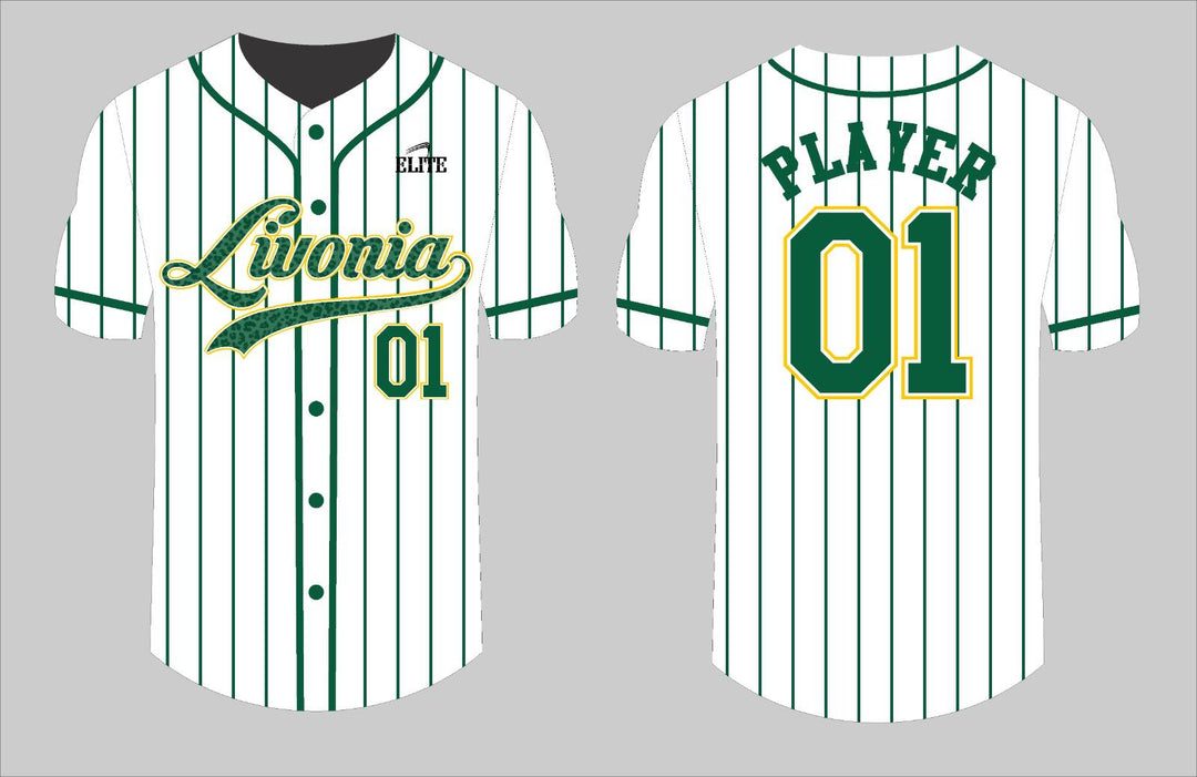 Livonia Baseball Jersey - White (Green Logo)