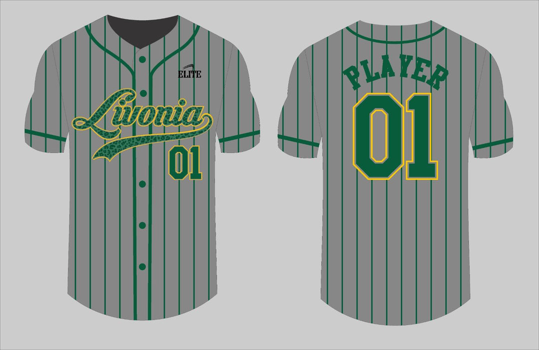 Livonia Baseball Jersey - Grey (Green Logo)