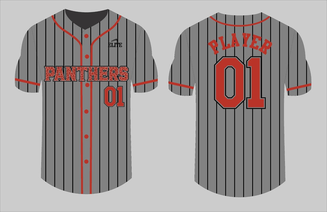 Glen Panthers Baseball Jersey - Grey & Red
