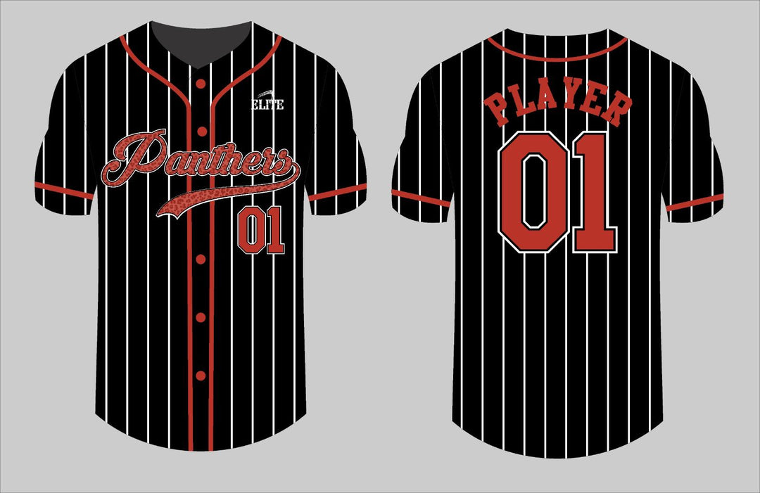 Glen Panthers Baseball Jersey - Black (Red Logo)