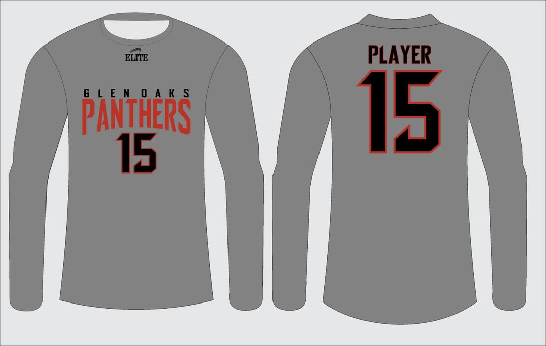 Glen Panthers Long Sleeve Shirt - Grey (Red Logo)