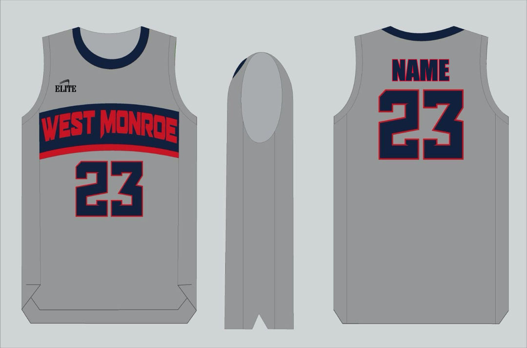 West Monroe Basketball Jersey - Gray Blue