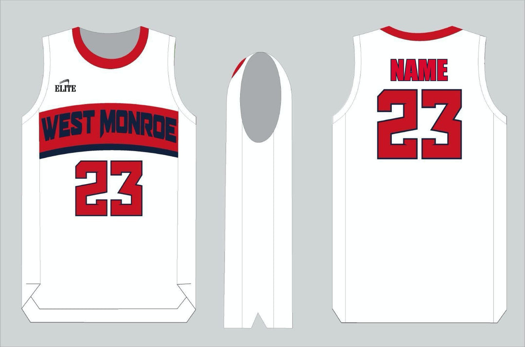 West Monroe Basketball Jersey - White Red