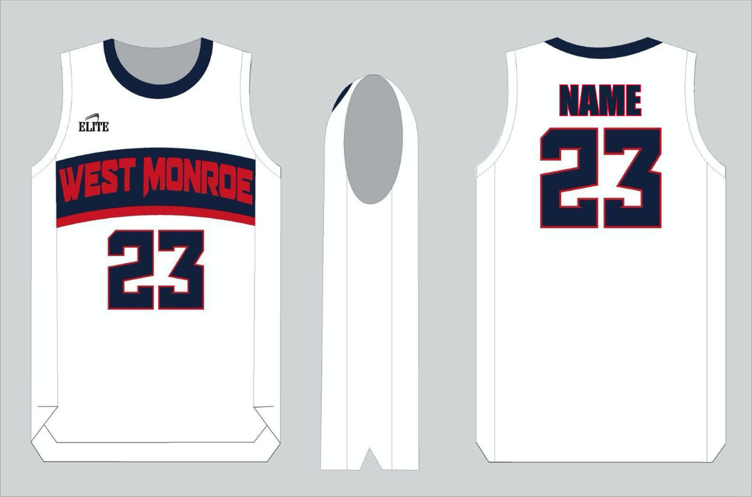 West Monroe Basketball Jersey - White Blue