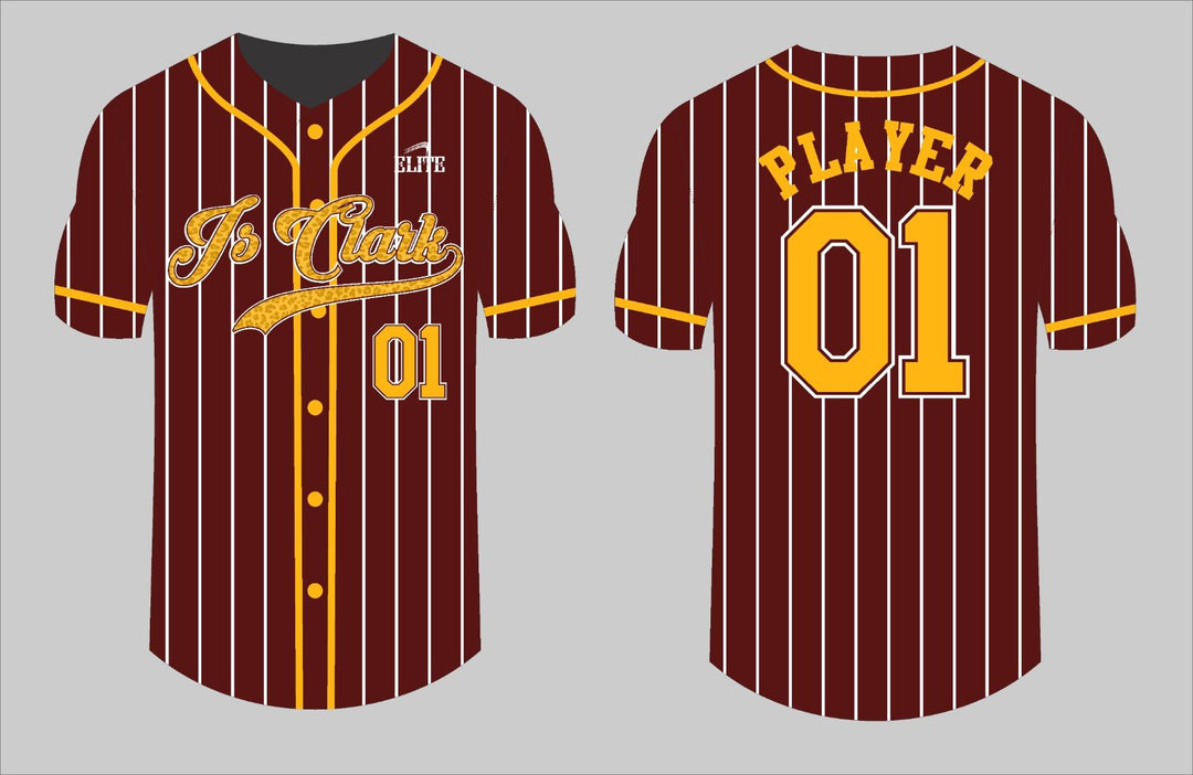 JS CLARK Baseball Jersey - Brown (Yellow Logo)