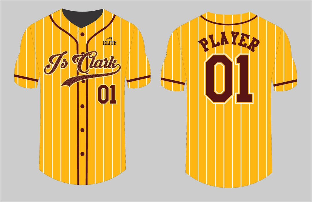 JS CLARK Baseball Jersey - Yellow (Brown Logo)