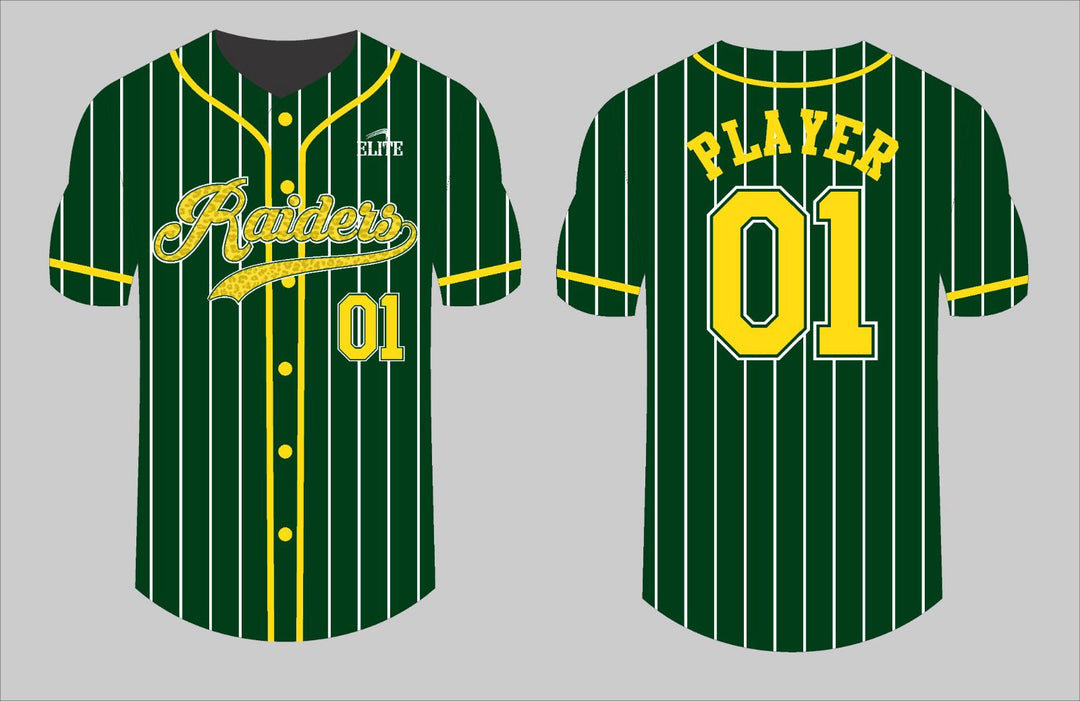 Park Raiders Baseball Jersey - Green (Yellow Logo)