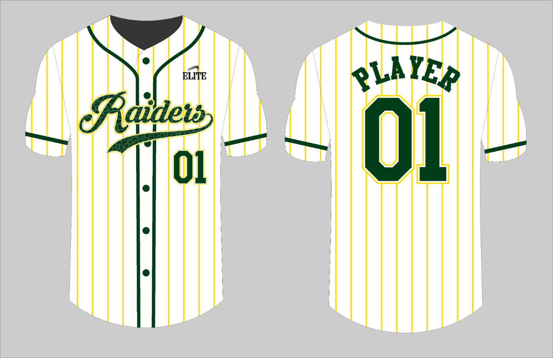Park Raiders Baseball Jersey - White (Green Logo)