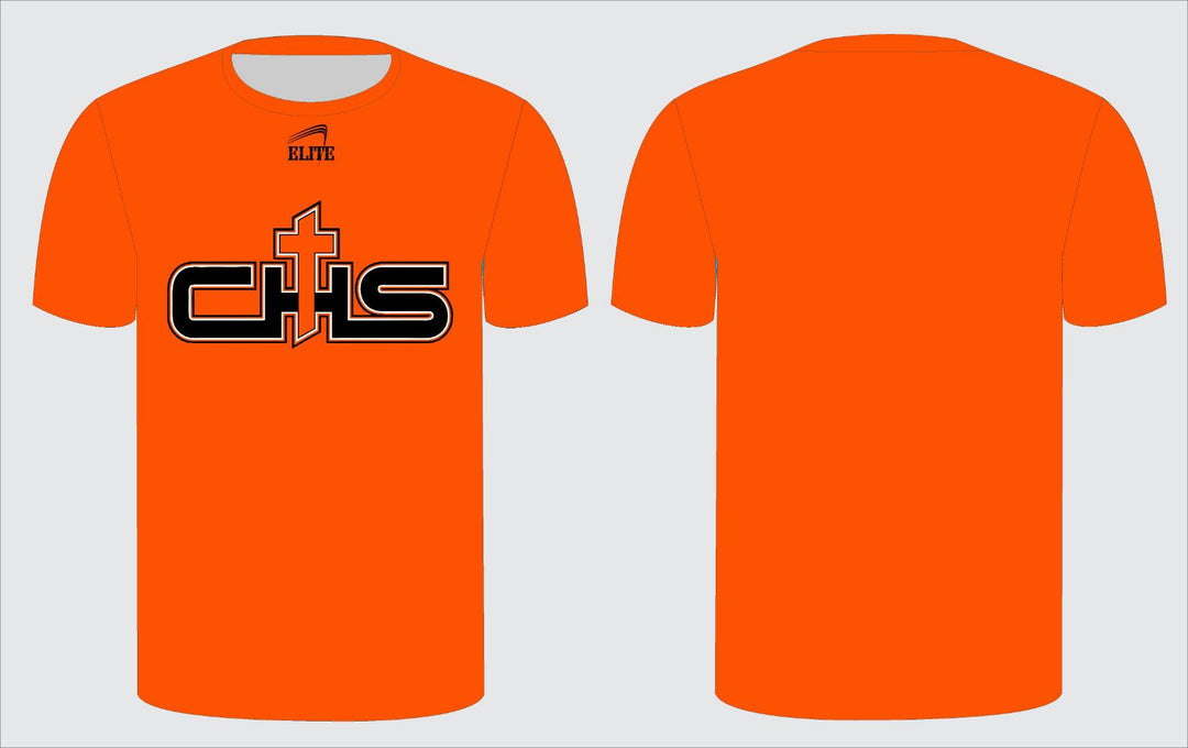 Catholic Short Sleeve Compression Shirt - Orange (CHS Logo)