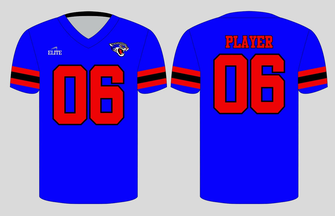 East Orange Jaguars Football Jersey - Blue (Red Logo)