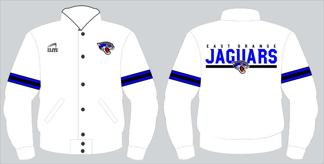 East Orange Jaguars Bomber Jacket - White (Blue Logo)