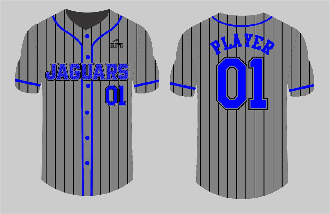 East Orange Jaguars Baseball Jersey - Grey (Blue Logo)