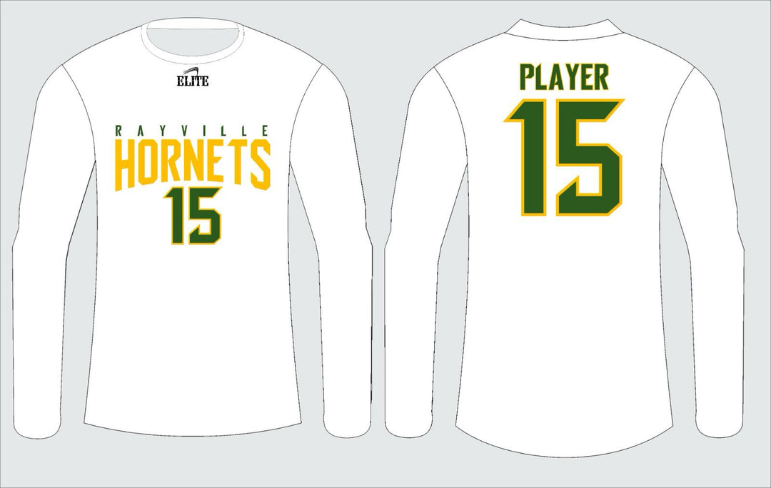 Rayville Hornets Long Sleeve Shirts - White