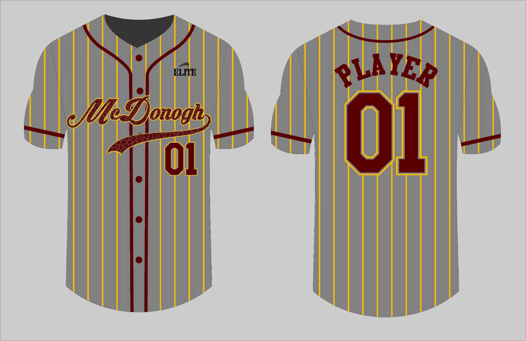 MCDONOGH 35 Baseball Jersey - Grey (Brown Logo)