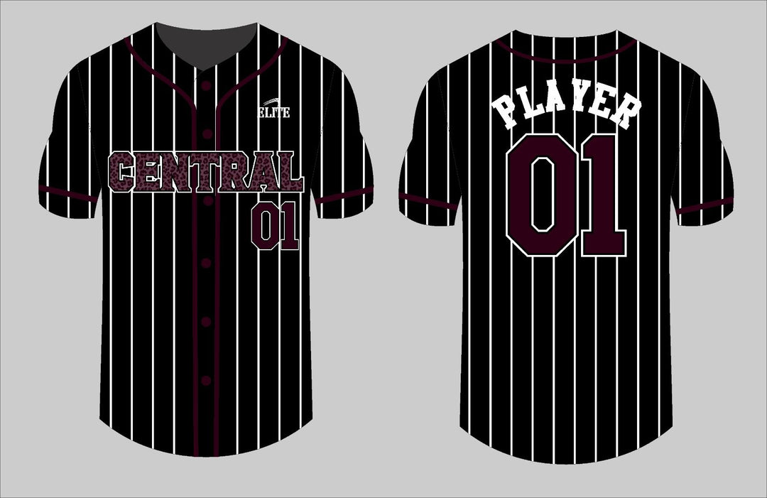 Central Baseball Jersey - Black & Maroon