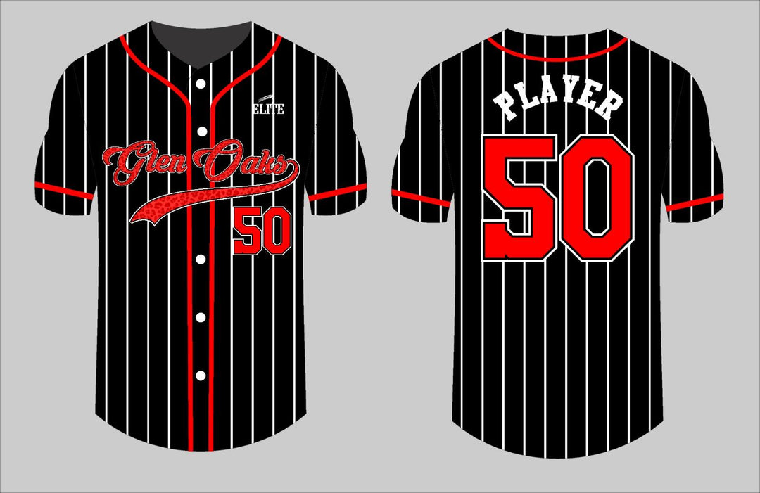 Glen Oaks Alumni Baseball Jersey - Red & Black