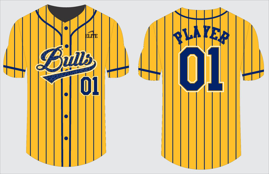 Northwest Bulls Baseball Jersey - Yellow (Pattern Logo)