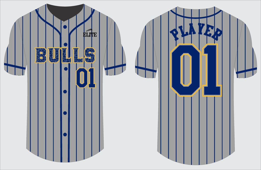 Northwest Bulls Baseball Jersey - Grey & Blue (Pattern Logo)
