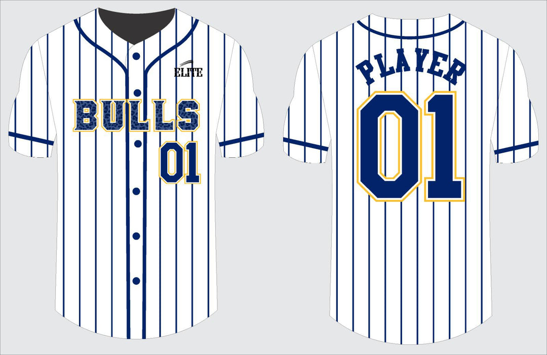 Northwest Bulls Baseball Jersey - White & Blue (Pattern Logo)