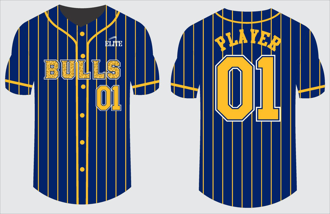Northwest Bulls Baseball Jersey - Blue & Yellow (Pattern Logo)