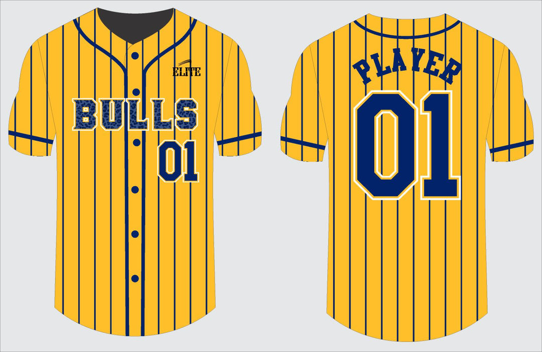 Northwest Bulls Baseball Jersey - Yellow & Blue (Pattern Logo)