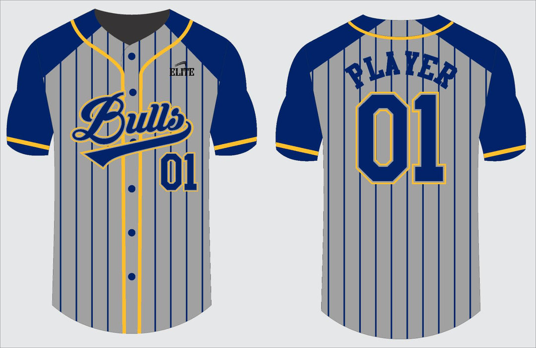 Northwest Bulls Baseball Jersey - Grey (Blue Sleeves)