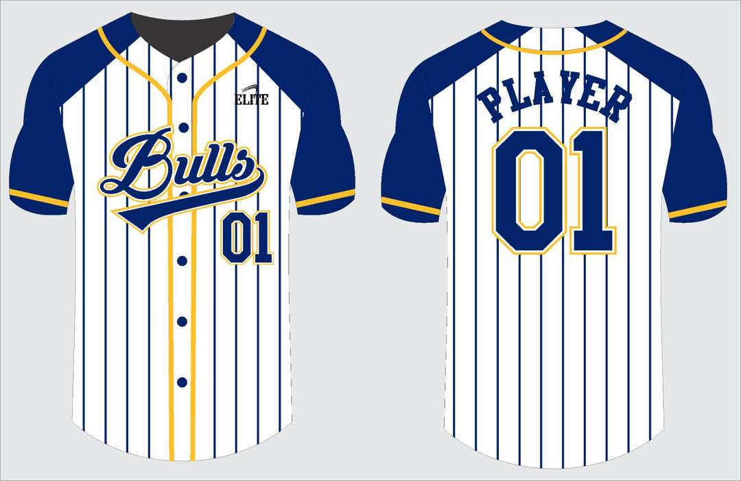 Northwest Bulls Baseball Jersey - White (Blue Sleeves)