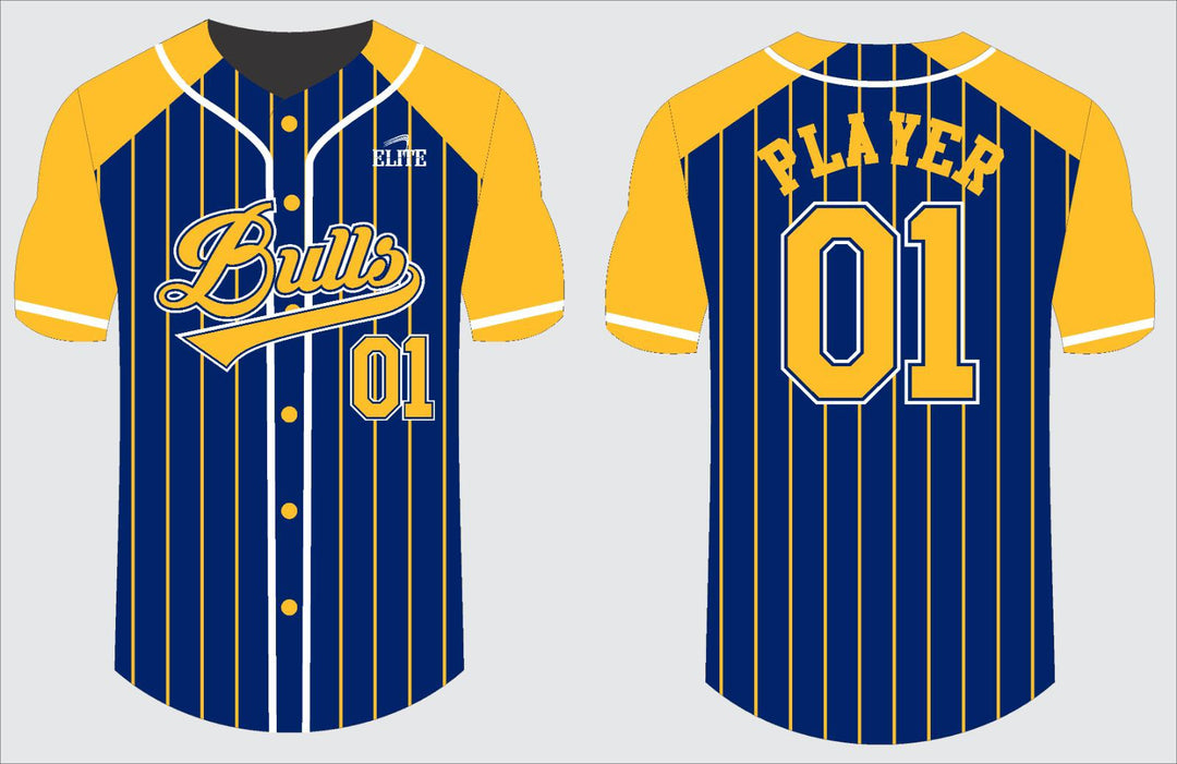 Northwest Bulls Baseball Jersey - Blue (Yellow Sleeves)