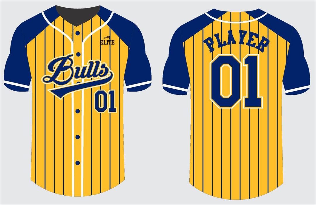 Northwest Bulls Baseball Jersey - Yellow (Blue Sleeves)