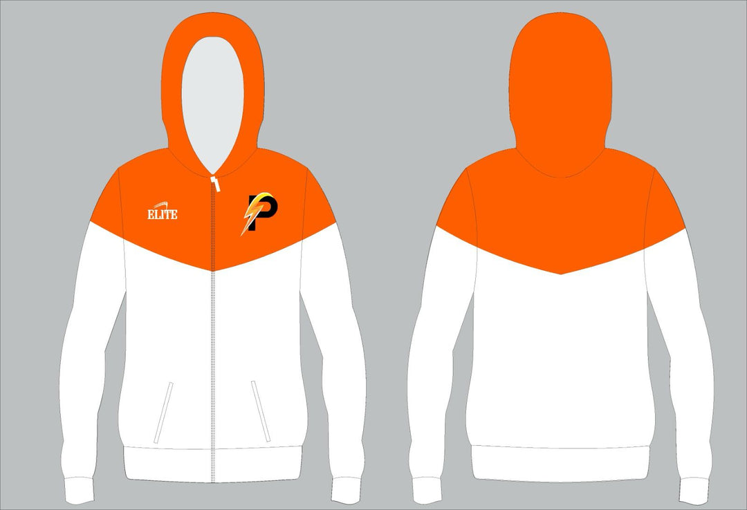 LA Power Two Tone Zipper Hoodie - Orange & White